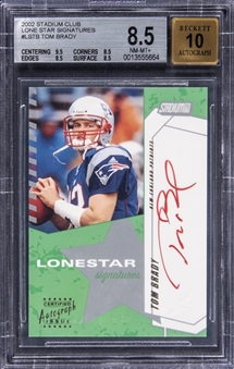 2002-03 Topps Stadium Club "Lone Star Signatures" #LSTB Tom Brady Signed Card - BGS NM-MT+ 8.5/BGS 10
